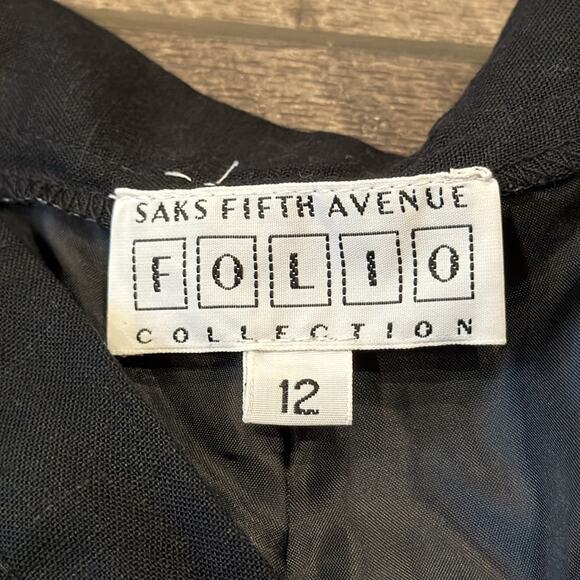 Saks Fifth Avenue Folio Collection Women's Linen Blend Roll Cuff Pants 12 - Picture 6 of 7